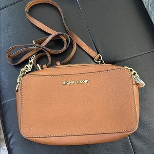 Michael Kors Tan Crossbody Bag with Gold-Tone Hardware